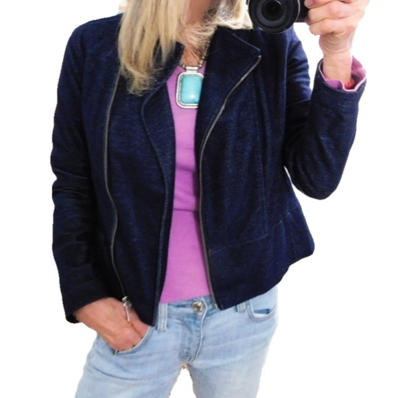 Liz Claiborne Jackets & Blazers - LIZ CLAIBORNE SZ PM SOFT DENIM CROP MOTO JACKET